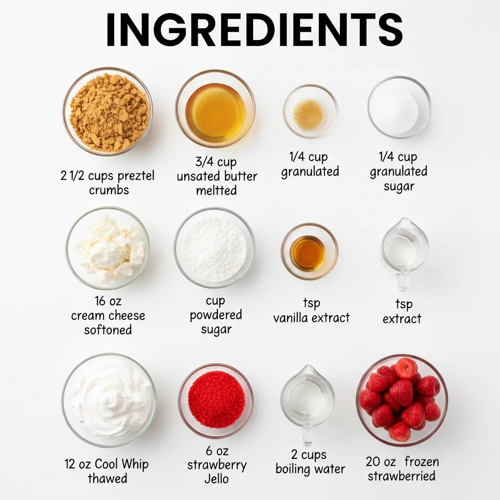strawberry pretzel cheesecake recipe ingredients