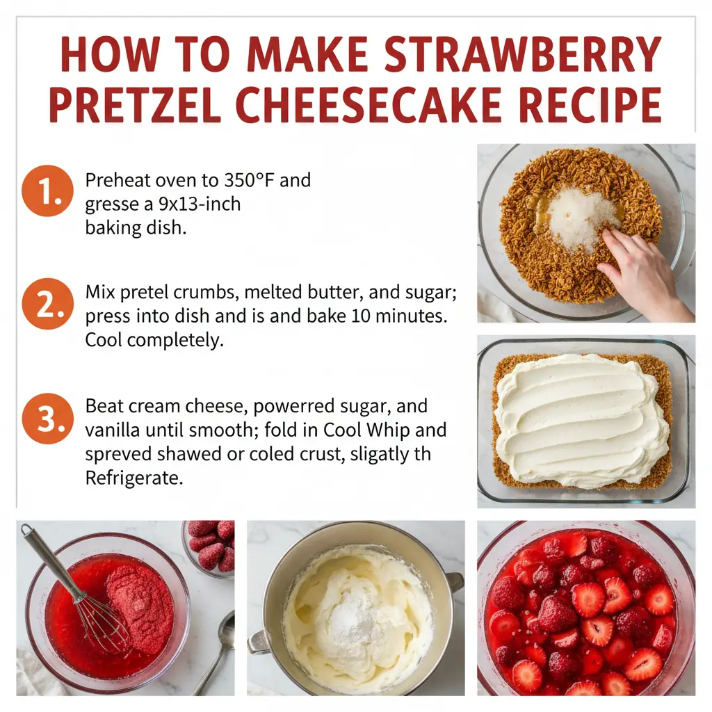 How to make strawberry pretzel cheesecake recipe