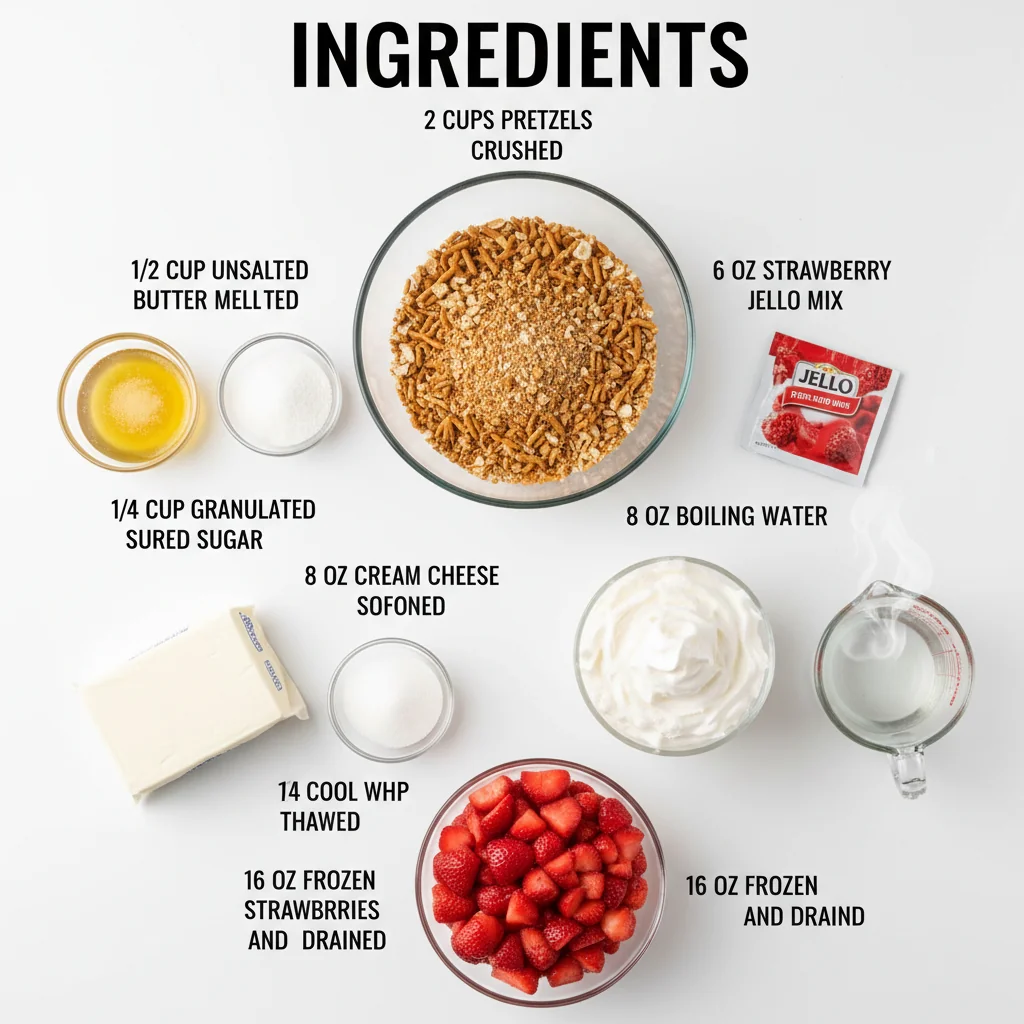 strawberry pretzel salad parfaits recipe ingredients