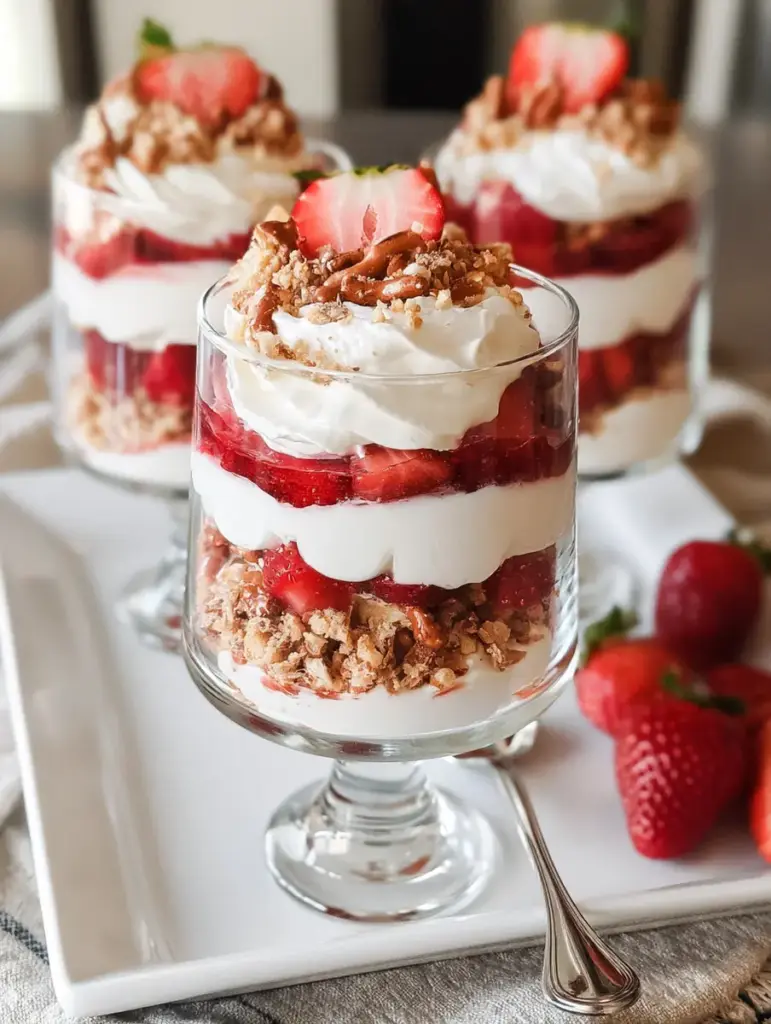 strawberry pretzel salad parfaits recipe recipeCard1