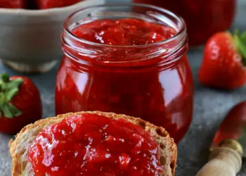 strawberry rhubarb jam recipe featured