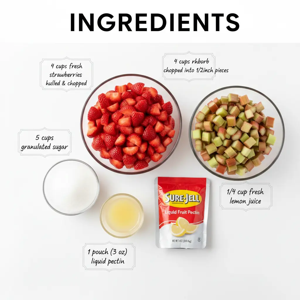 strawberry rhubarb jam recipe ingredients
