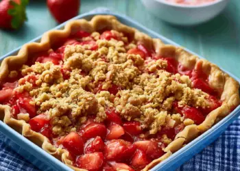 strawberry rhubarb pie recipe featured