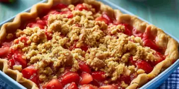 strawberry rhubarb pie recipe featured