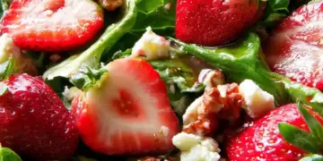 strawberry romaine feta salad recipe featured