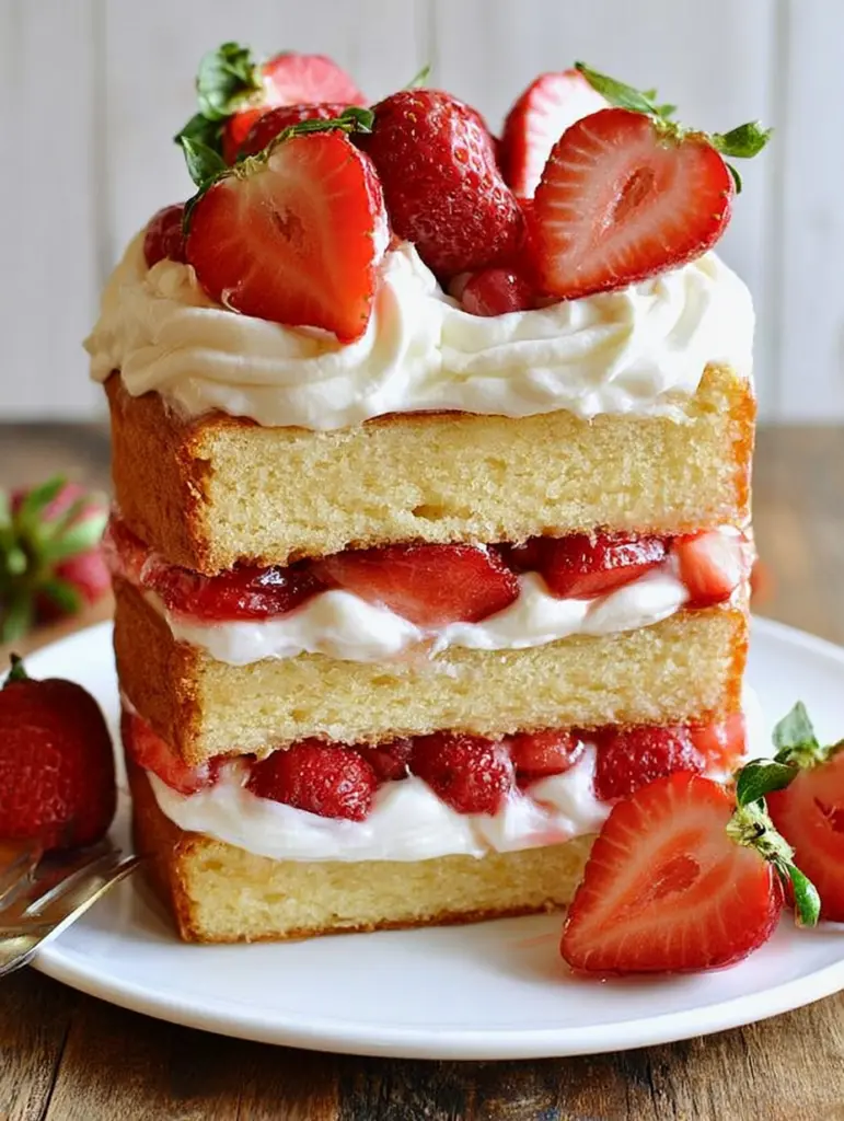 strawberry shortcake layer cake recipe recipeCard1