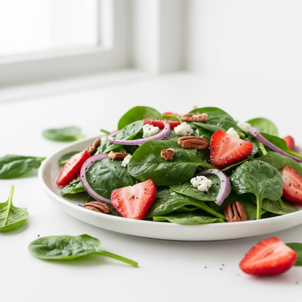 card recipe ingredients and instructions strawberry spinach salad