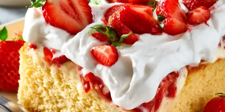 strawberry tres leches cake recipe featured
