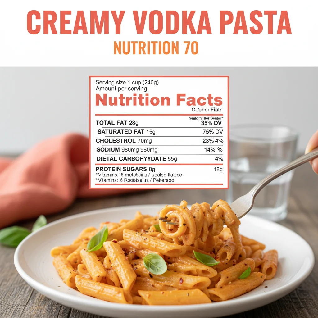 vodka pasta recipe nutritional information
