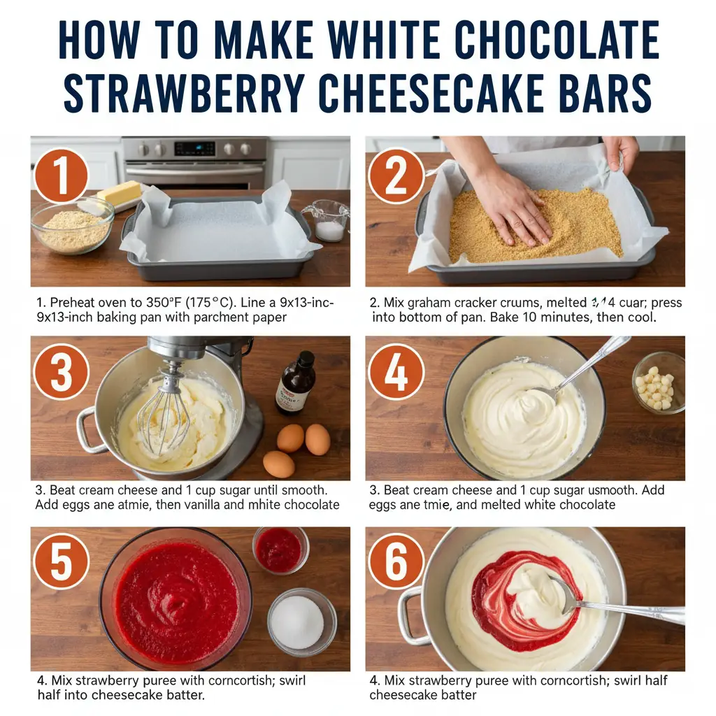 How to make white chocolate strawberry cheesecake bars
