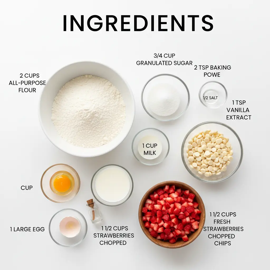 white chocolate strawberry muffins recipe ingredients