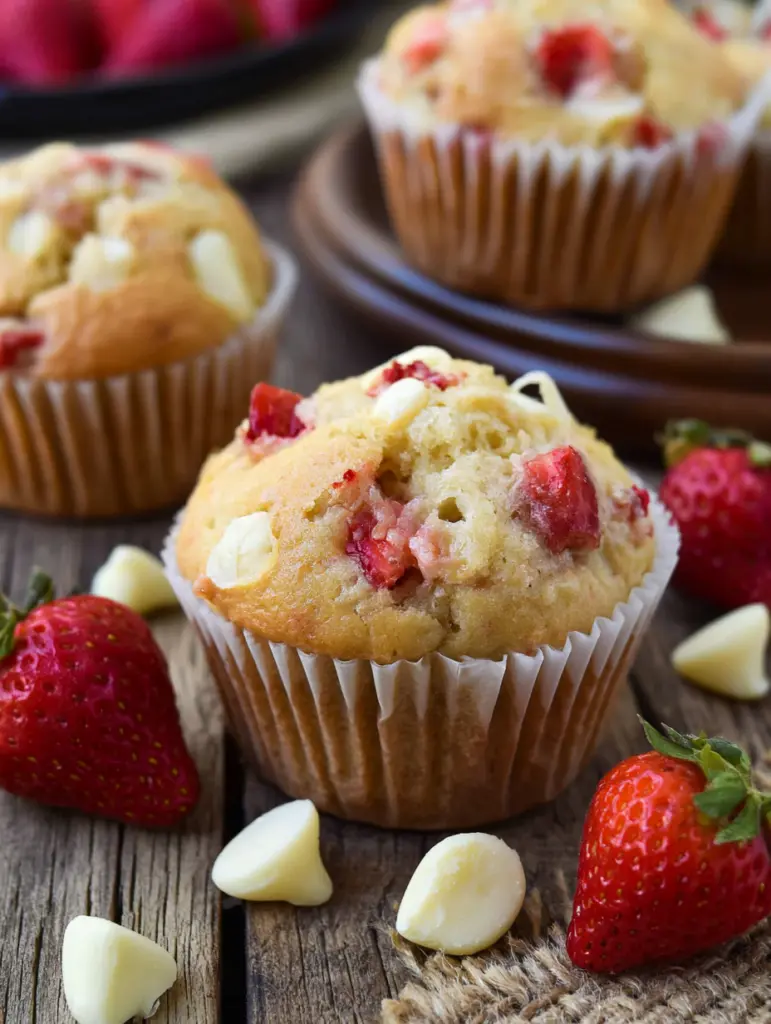 white chocolate strawberry muffins recipe recipeCard1