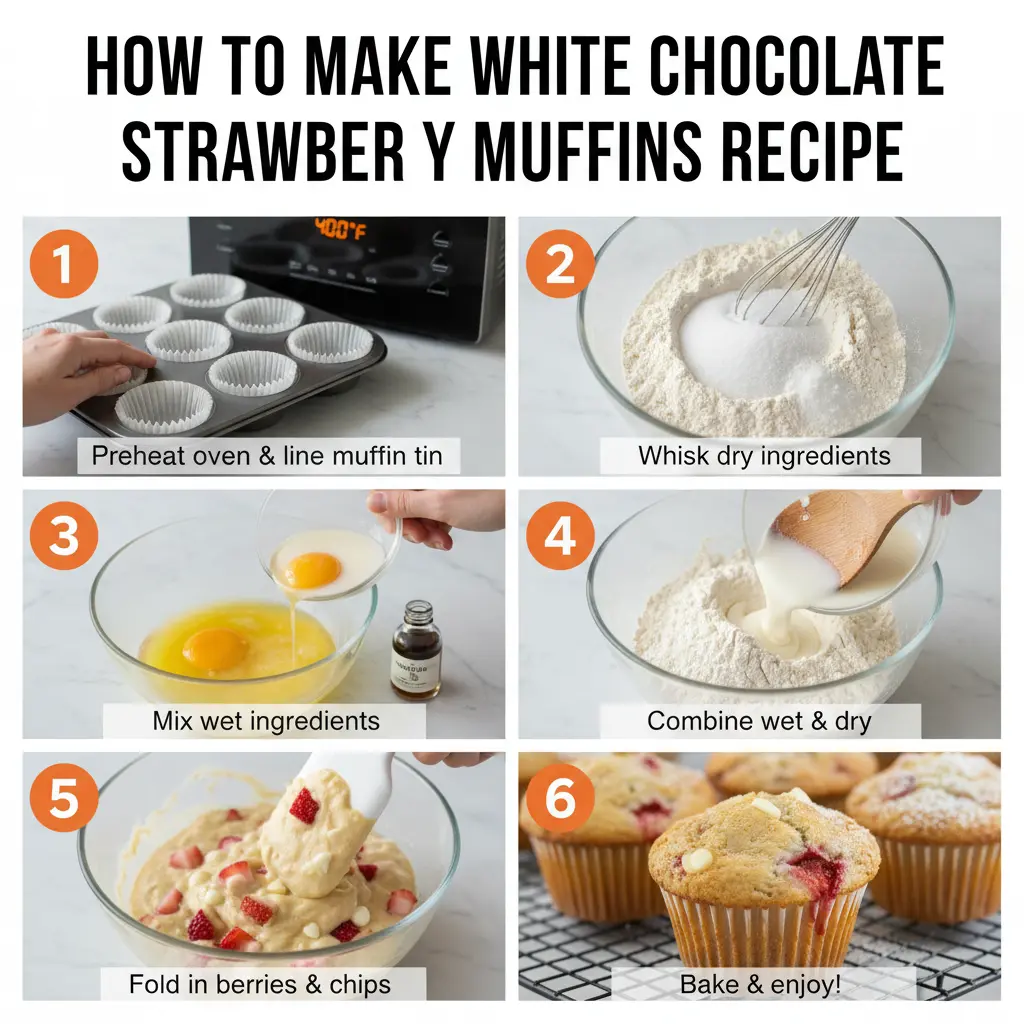 How to make white chocolate strawberry muffins recipe