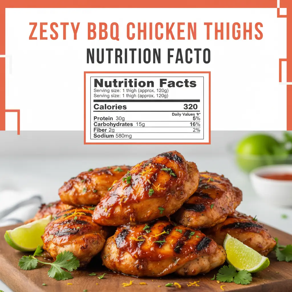 zesty BBQ chicken thighs recipe nutritional information